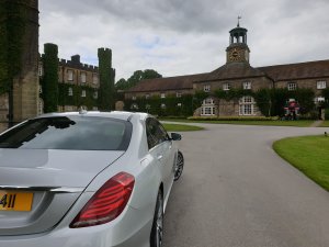 A lovely picture of our 2018 Mercedes s class limousine At a Fantastic House Near Ripon