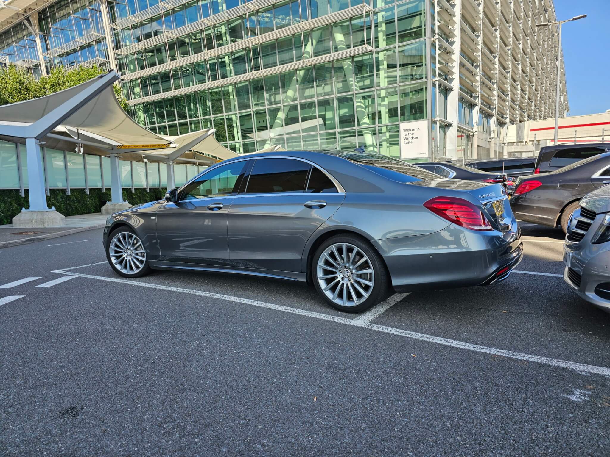 Our Mercedes s class sat waiting for customers at the Windsor Suite Heathrow Airport